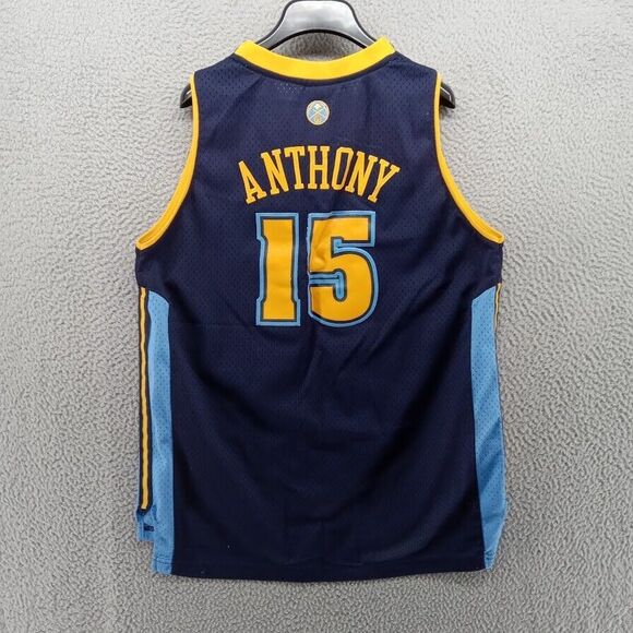 Vtg Denver Nuggets Jersey Boys Youth 18-20 Blue Reebok Carmelo Anthony Distress* - Picture 9 of 10